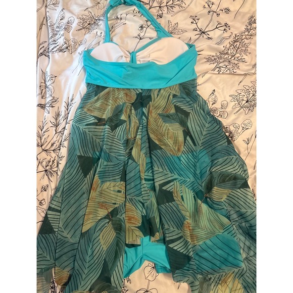 NEW Summer Mae Turquoise‎ Flowy Halter 2pc Swimdress Tankini w/ Shorts, Large - Picture 4 of 6